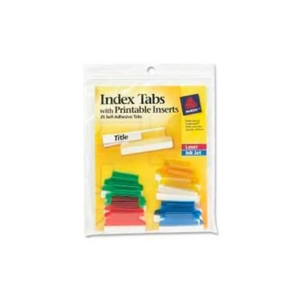 Avery Avery® Self-Adhesive Index Tabs with Printable Inserts, 1" Width, Assorted, 25 Tabs/Pack 16219